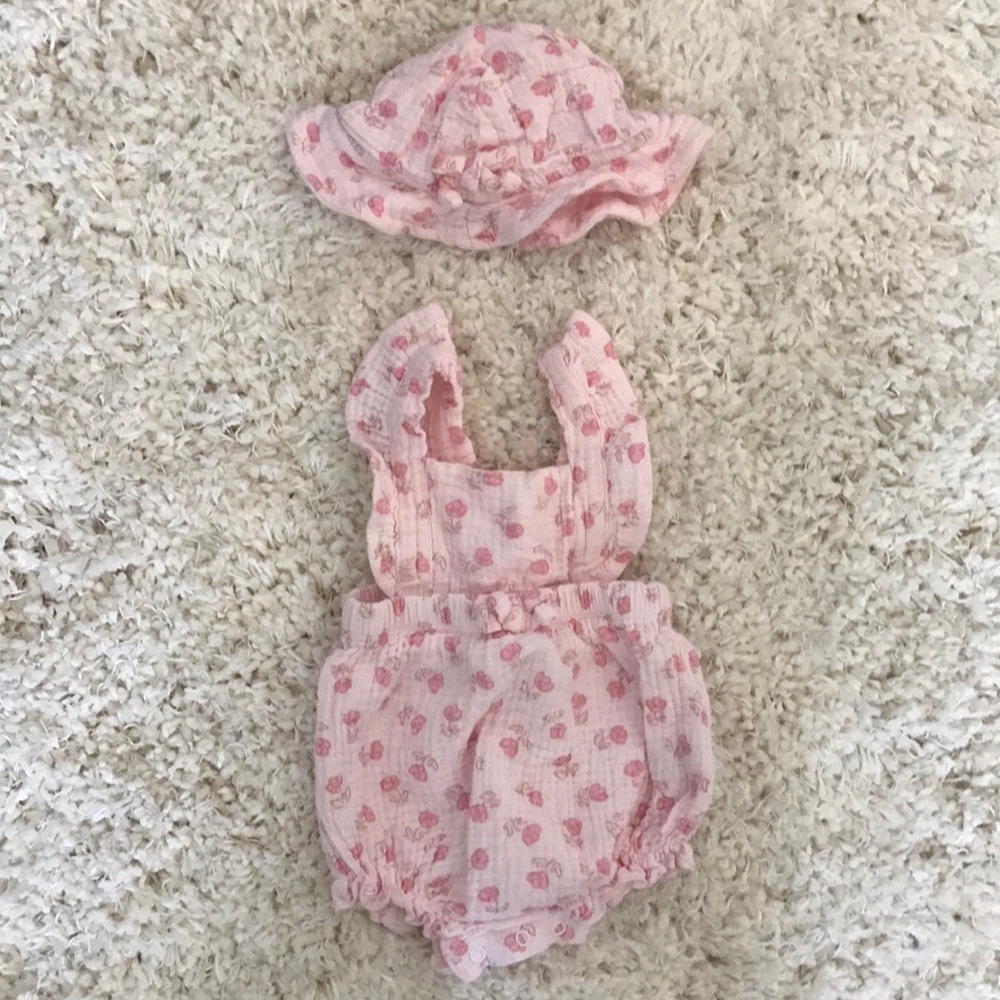 2 pc Romper and Sun Hat | 3-6 month